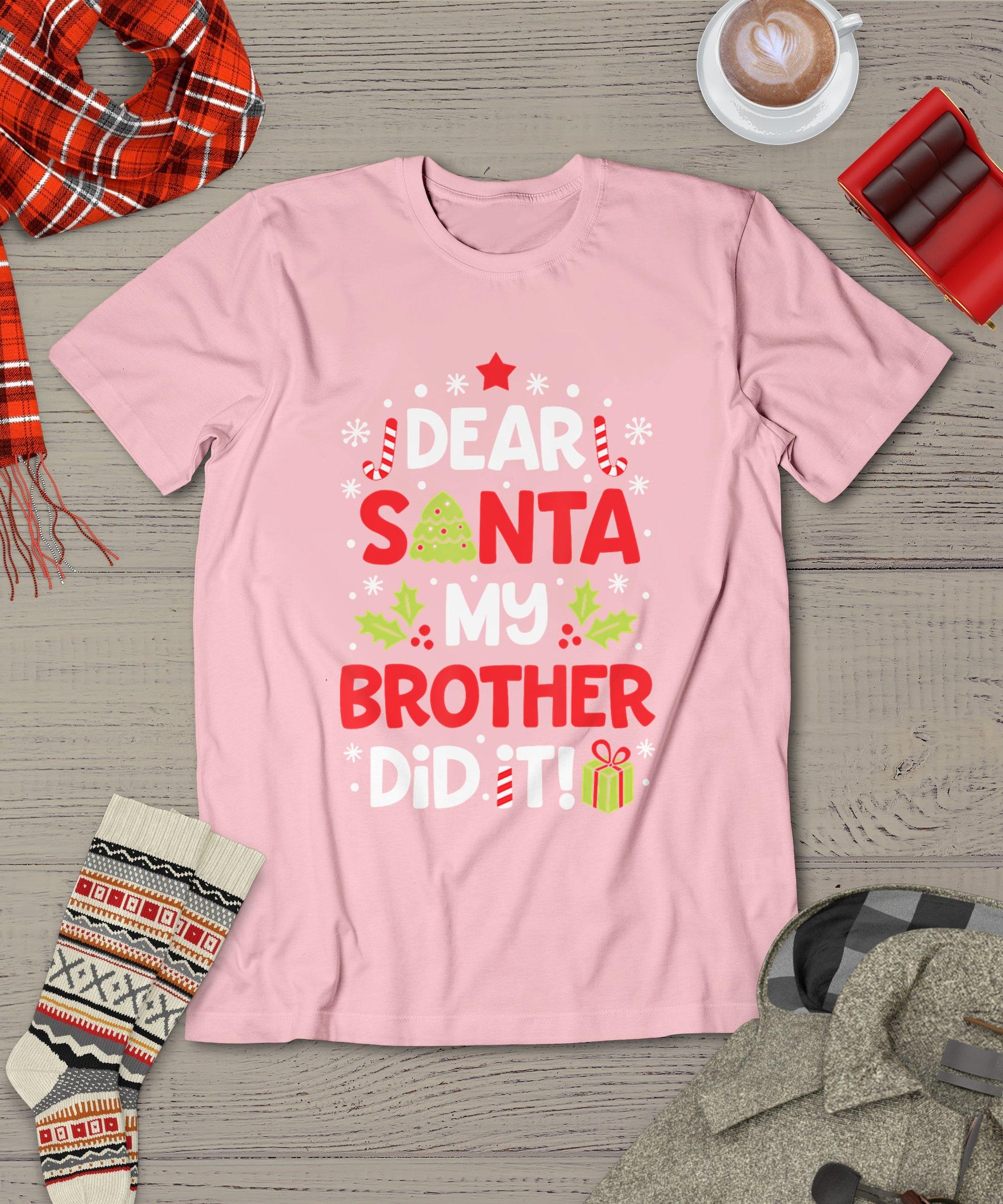 Dear Santa My Brother Did It Funny Christmas Girls Kids Boys T-Shirt