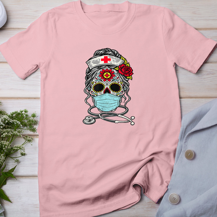 Sugar Skull Nurse Halloween RN Mexican Los Muertos RN T-Shirt