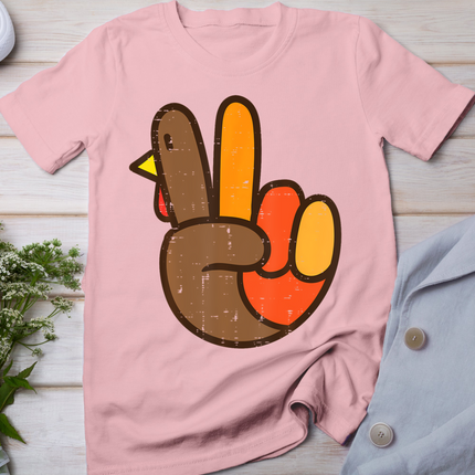 Peace Sign Turkey Hand Cool Thanksgiving Hippie Men Women T-Shirt