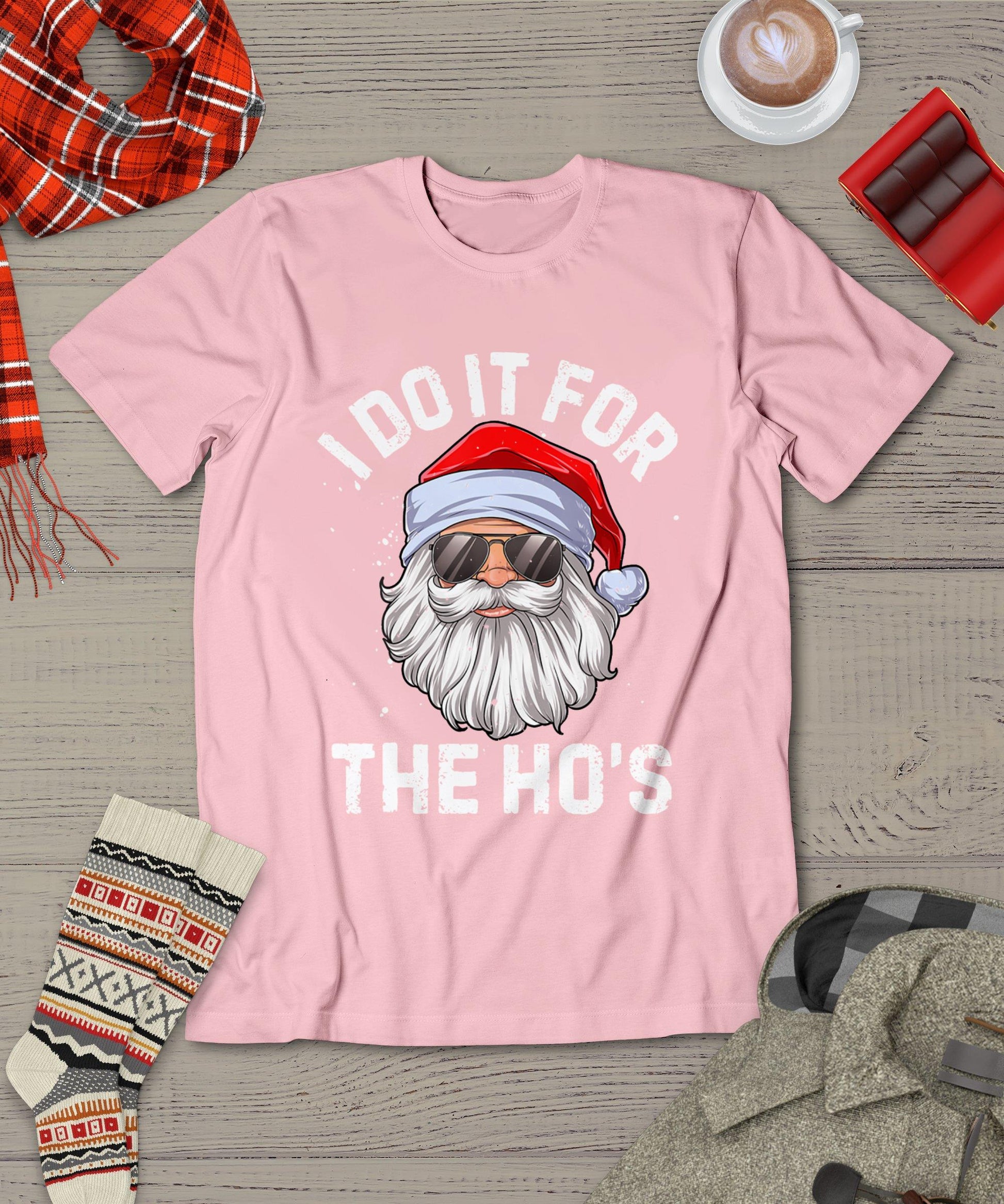 I Do It For The Ho's Funny Inappropriate Christmas Men Santa T-Shirt