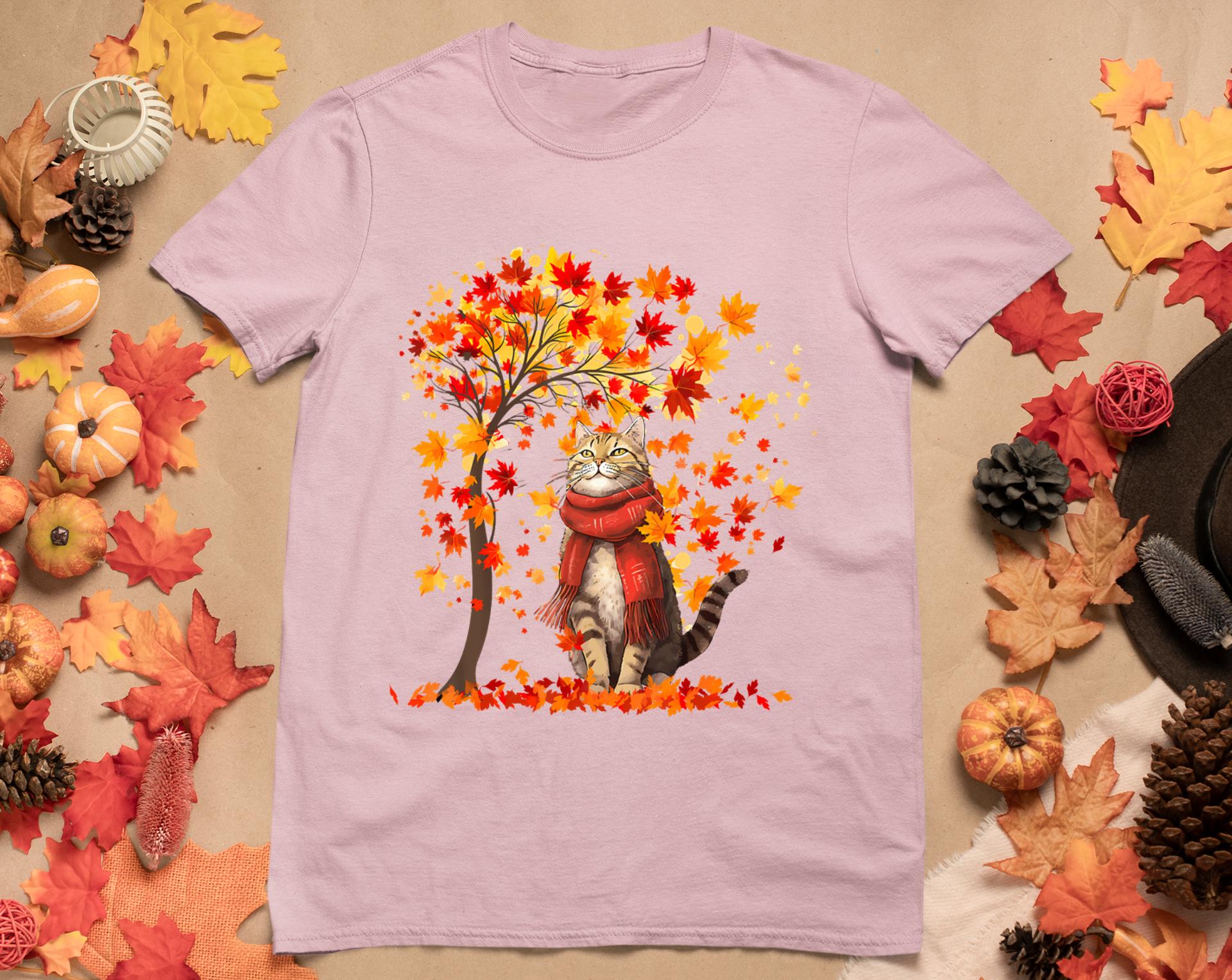 It's Fall Y'All Cat Leaf Fall Tree Hello Autumn Thanksgiving T-Shirt