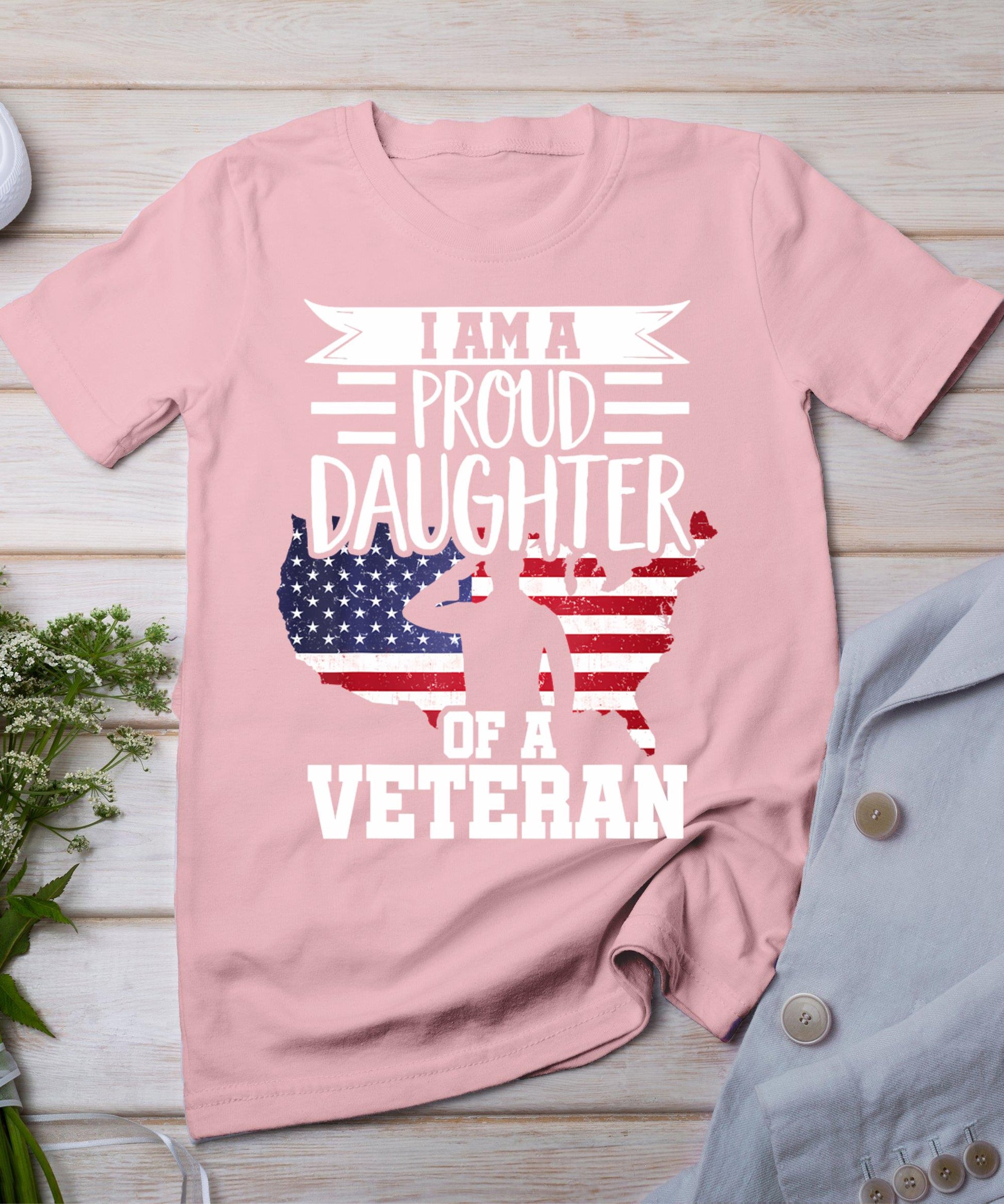 Proud Daughter Veteran Nothing Scares Patriotic Veterans Day T-Shirt