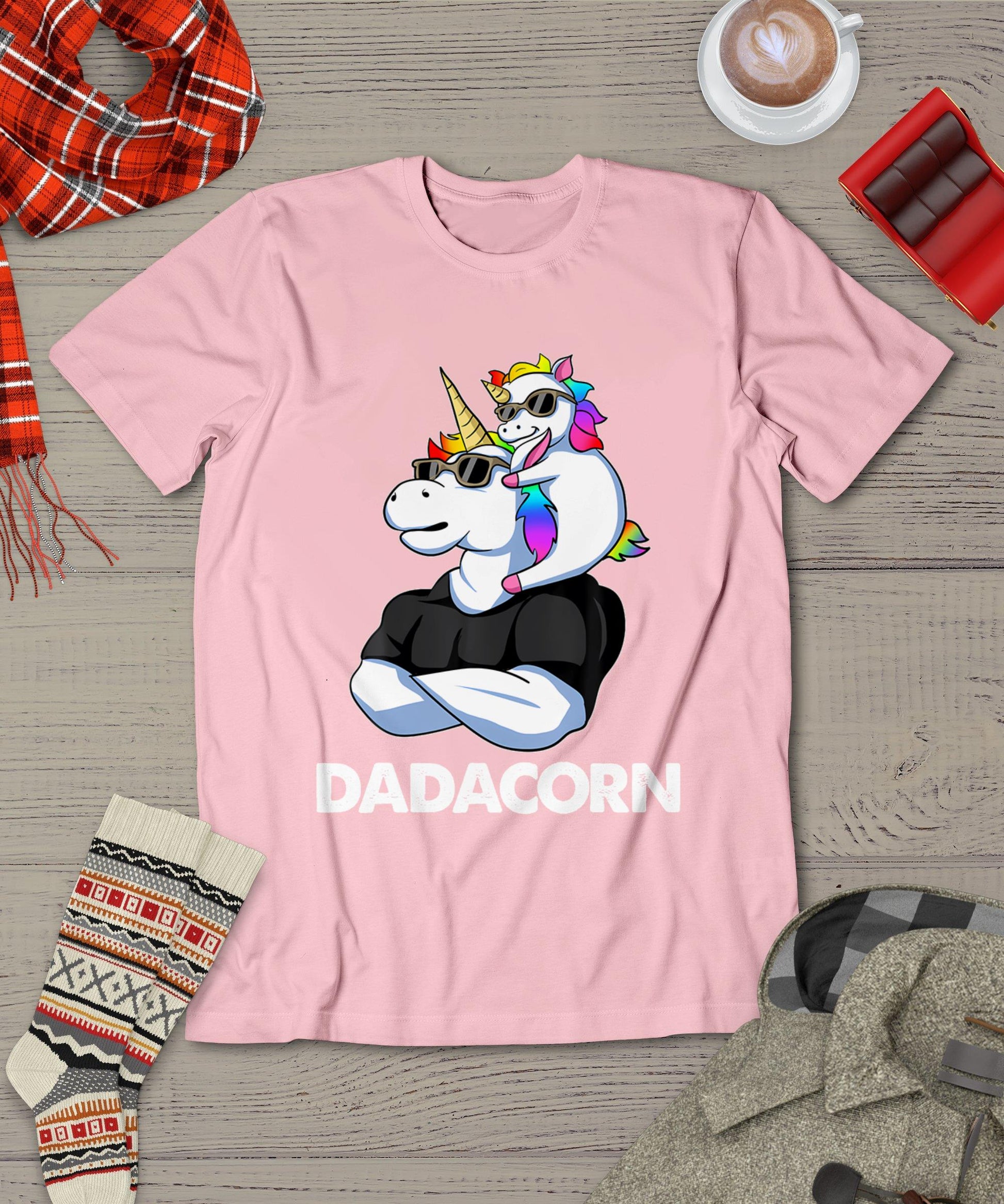 Dadacorn - Unicorn Dad And Baby Christmas Papa Father's Day T-Shirt