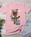 Christmas Nurse Reindeer Funny Xmas Nursing Scrub Top Women T-Shirt