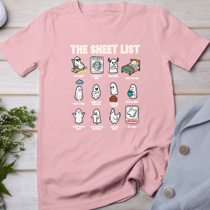 Halloween Ghosts The Sheet List Funny Costume Men Women T-Shirt