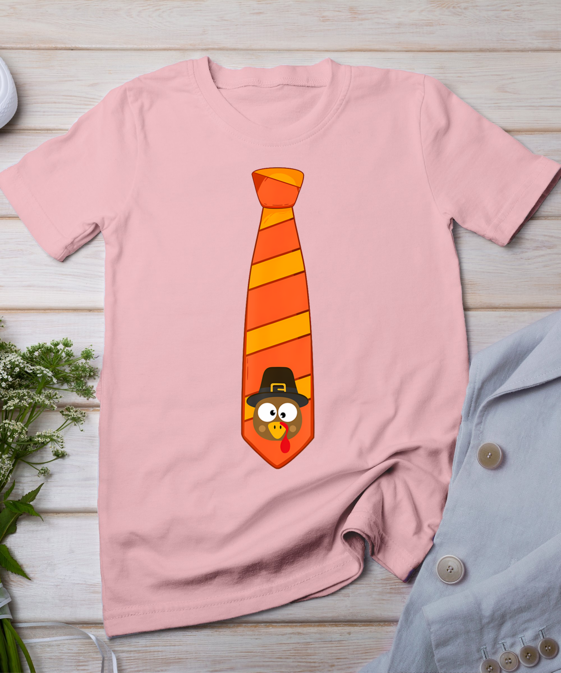 Funny Thanksgiving Tie With Turkey For Family Dinner T-Shirt