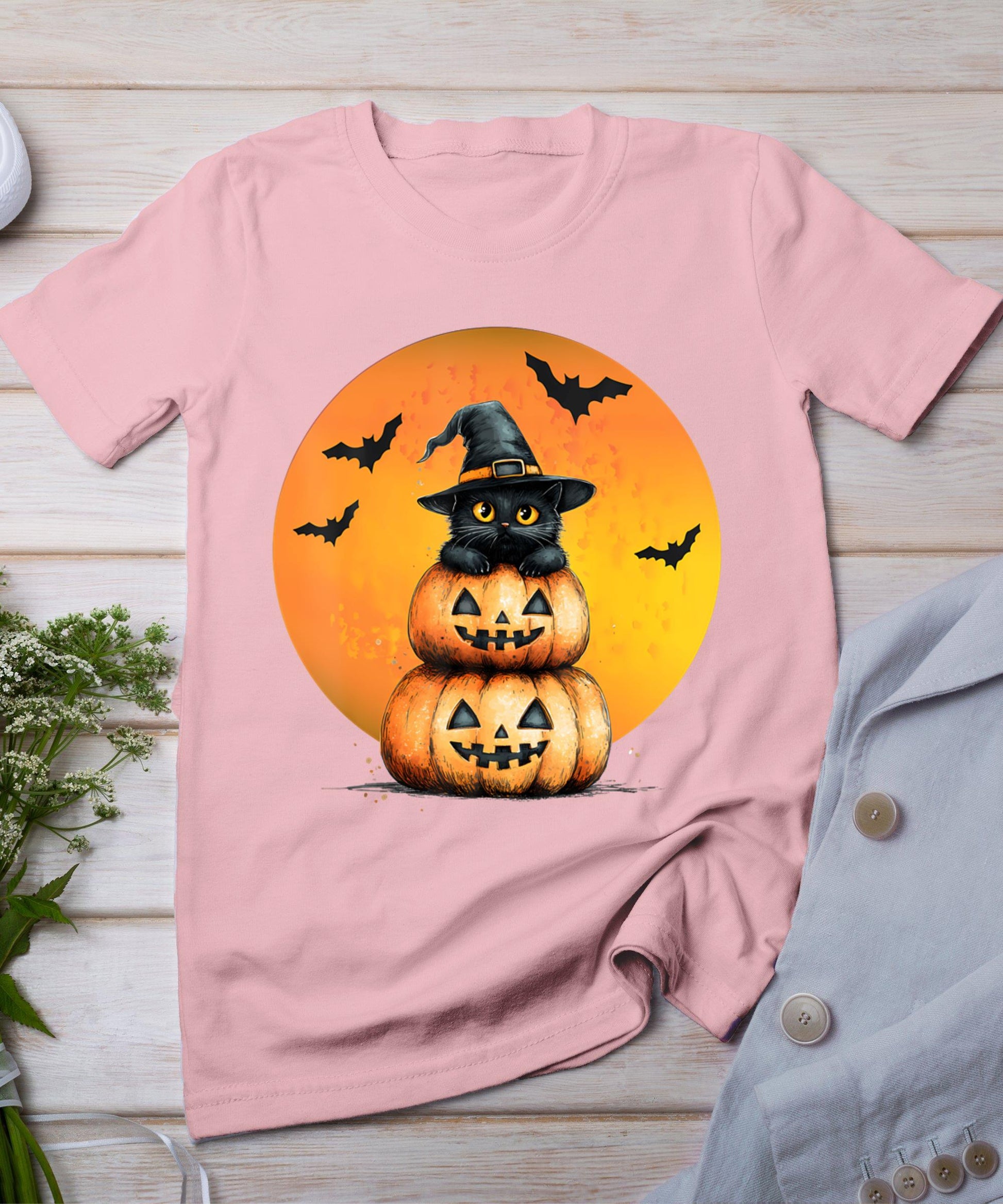 Halloween Cat Black Cat Halloween Scary Cat Angry Cat Funny T-Shirt