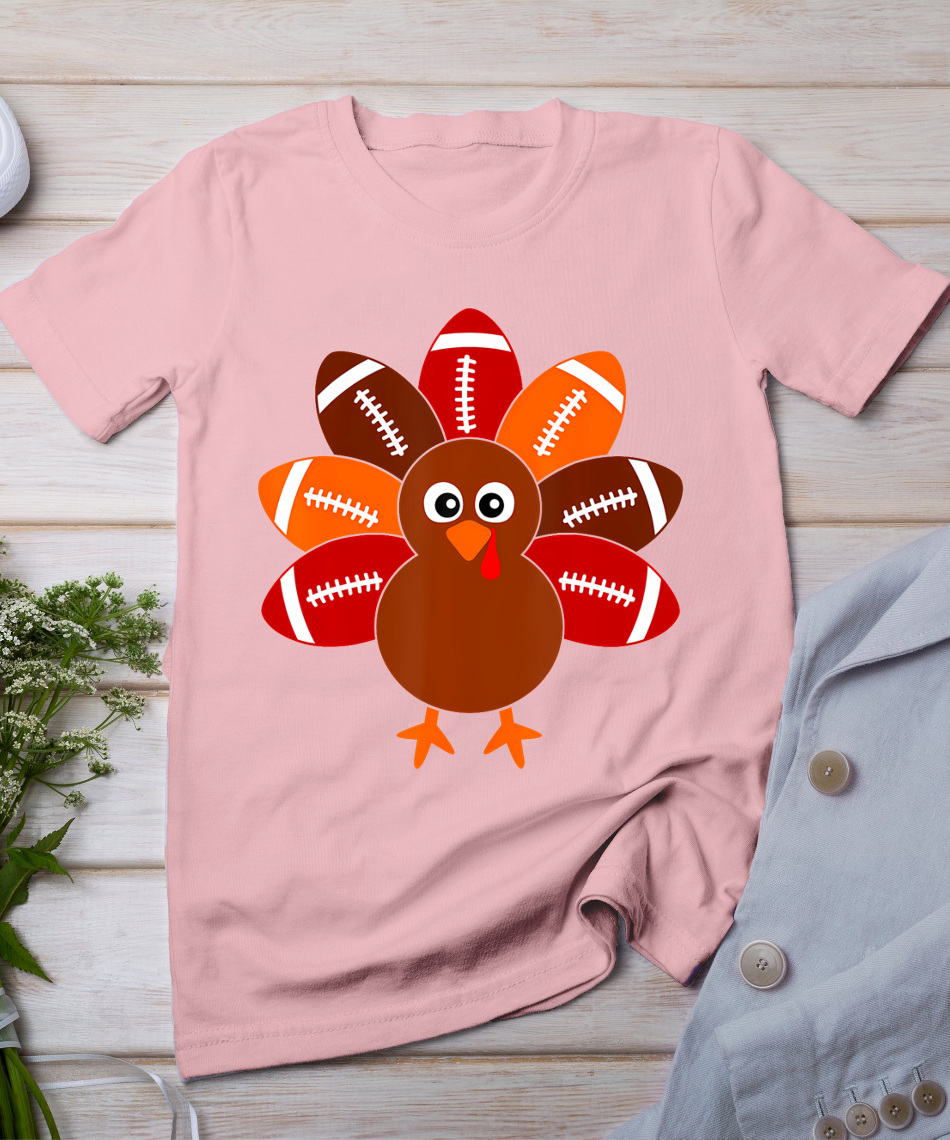 Football Turkey Balls Thanksgiving Shirt Boys Kids Men Women T-Shirt