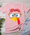 Thanksgiving Turkey Face Leopard Print Glasses Women Girls T-Shirt