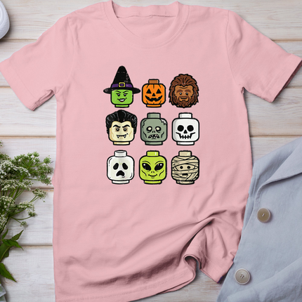 Halloween Building Blocks Head Cute Bricks Costume Boys Kids T-Shirt