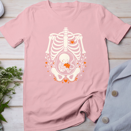 Halloween Skeleton Baby Rib Cage Pregnant Pumpkin Costume T-Shirt