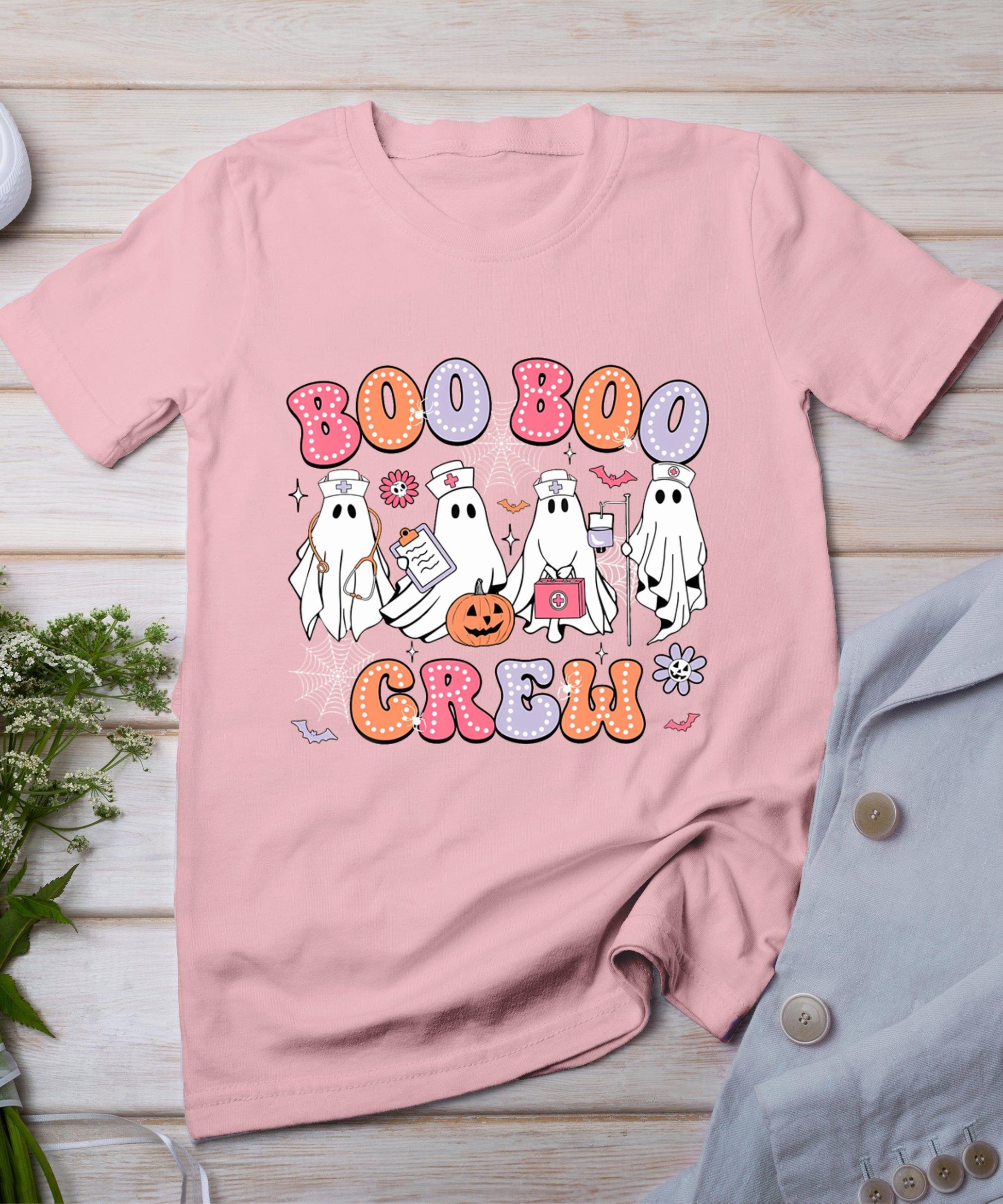 Groovy Boo Boo Crew Nurse Funny Ghost Women Halloween Nurse T-Shirt