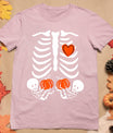 Skeleton Twin Pregnancy Announcement Halloween Pregnant Mom T-Shirt