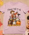 Scarecrow Happy Fall Y'All Pumpkin Thanksgiving Halloween T-Shirt