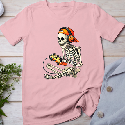 Halloween Skeleton Gamer Video Gaming Boys Men Kids Tees T-Shirt