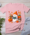 Cute Ghost Book Reading Halloween Books Lover Teacher Kids T-Shirt