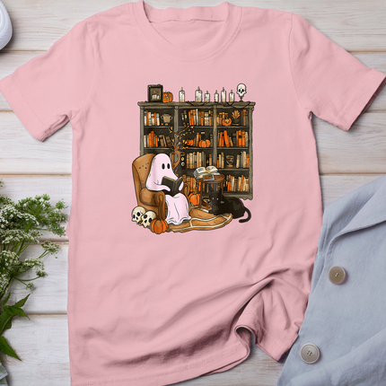 Vintage Ghost Book Reading Pumpkin Gothic Halloween Teachers T-Shirt