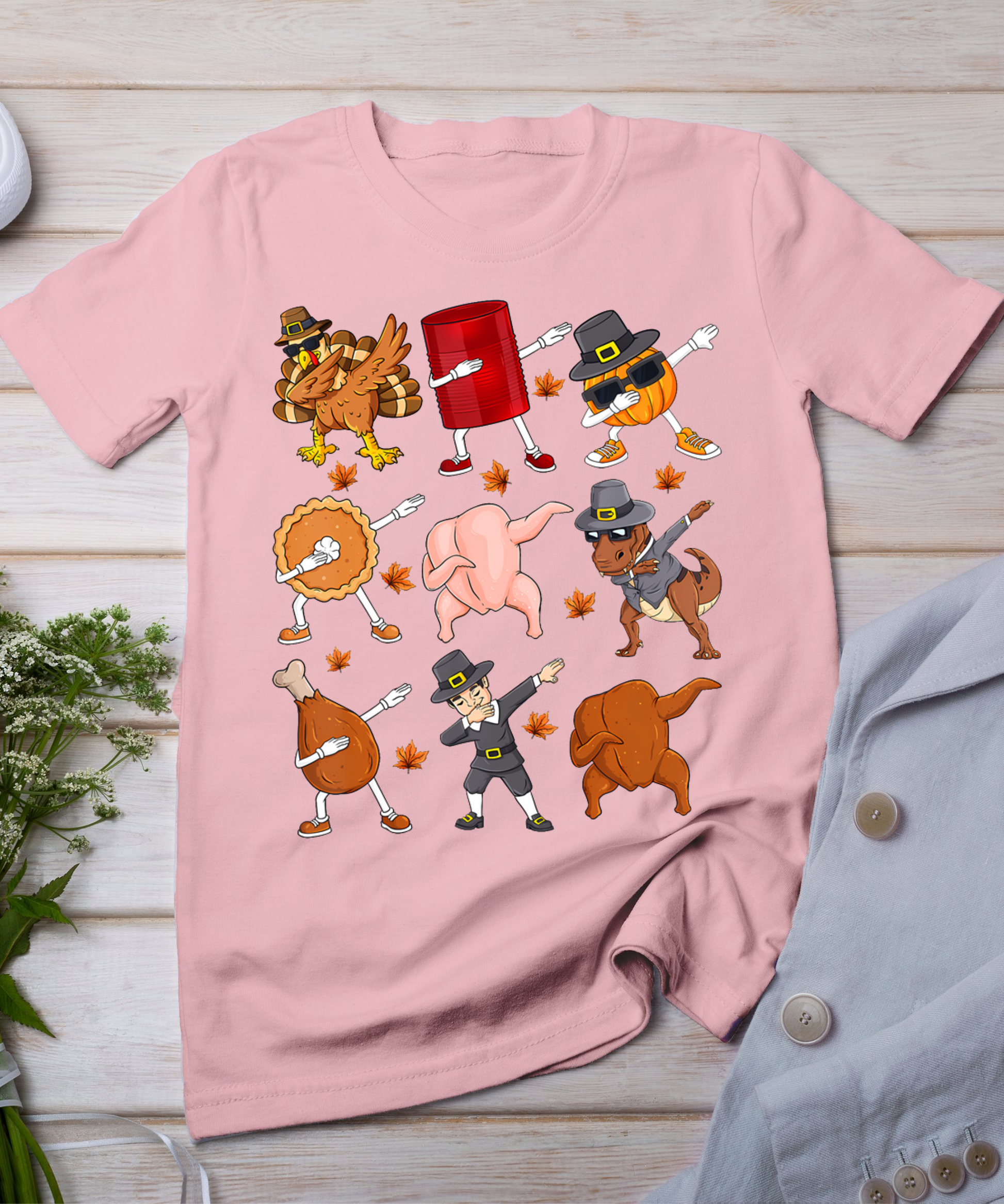 Dabbing Turkey T Rex Pilgrim Thanksgiving Boys Kid Funny Dab T-Shirt