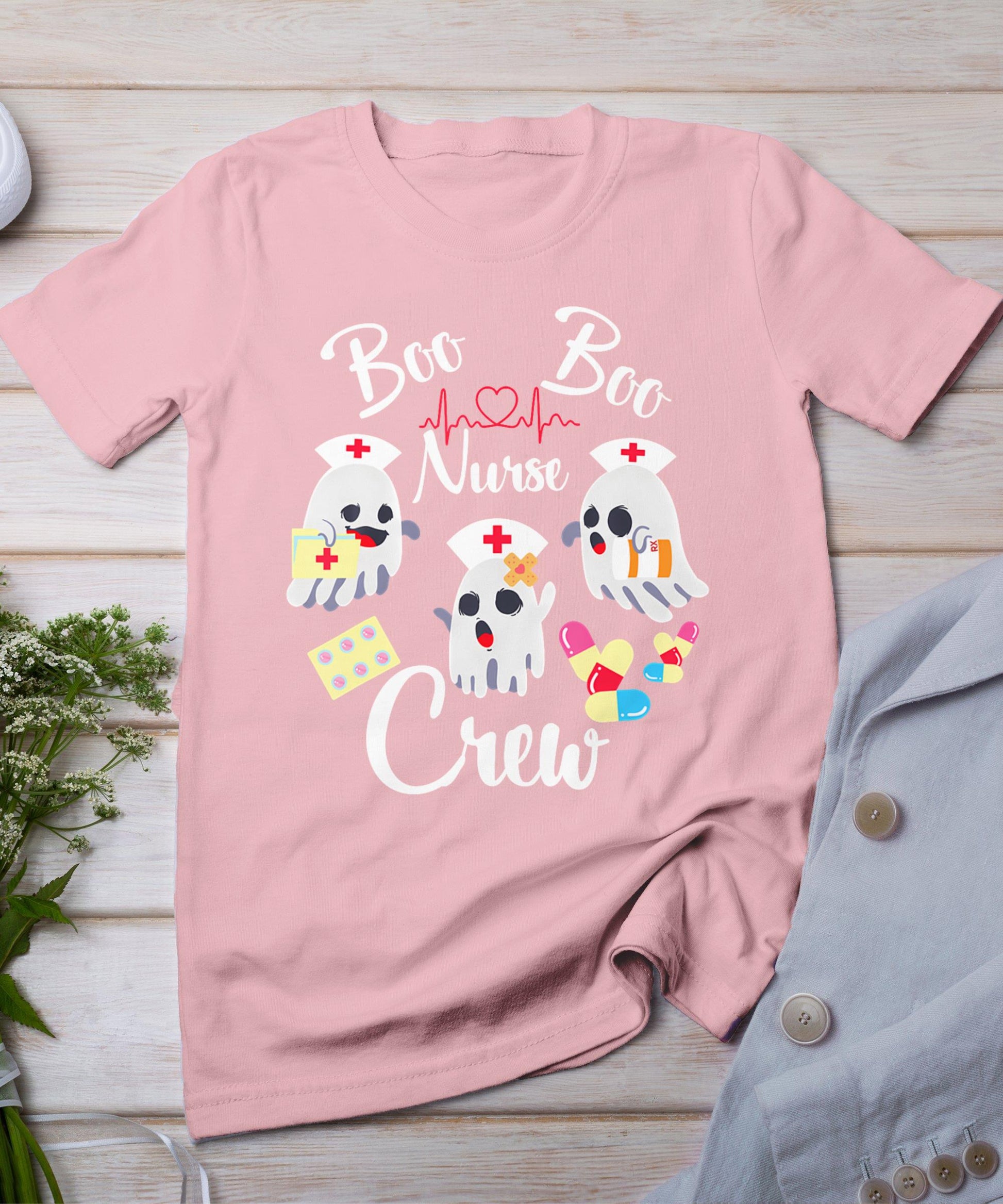 Boo Boo Crew Nurse Ghost Costume Funny Halloween Gift T-Shirt