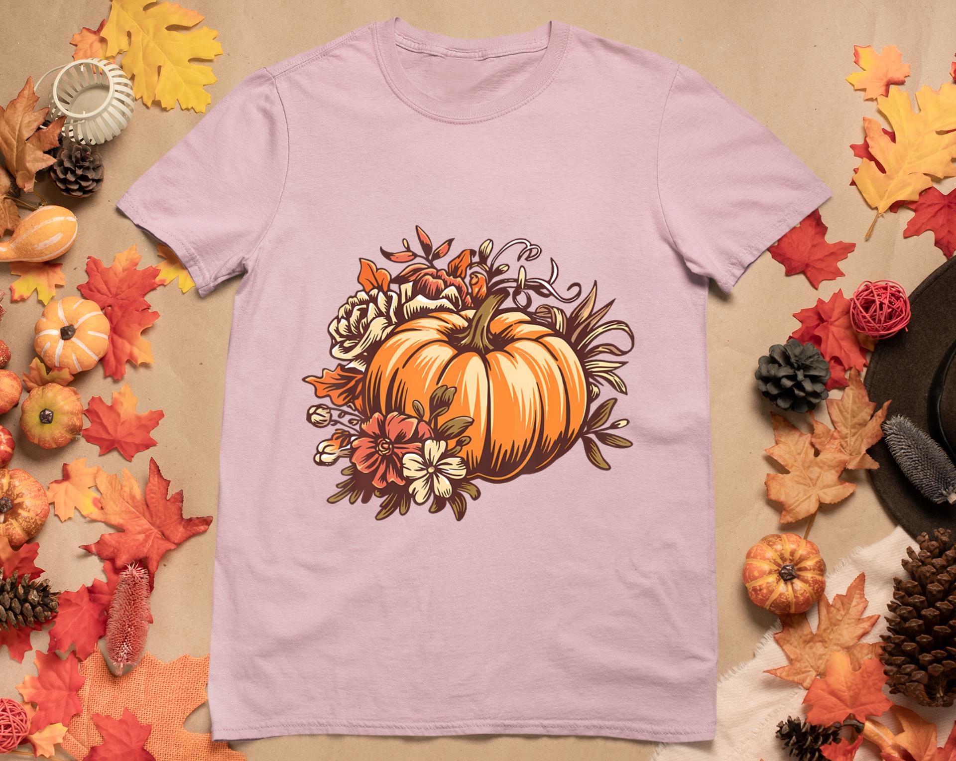 Fall Shirt Women Vintage Pumpkin Autumn Graphic Thanksgiving T-Shirt