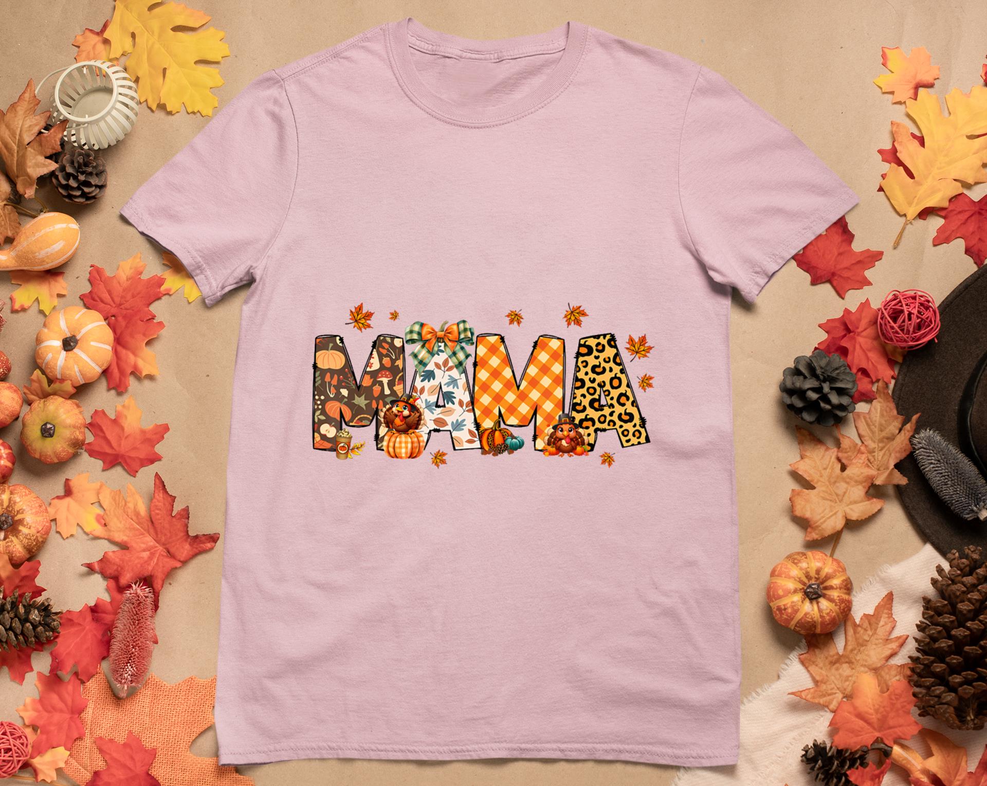 Mama Thanksgiving Mom Fall Pumpkins Season Retro T-Shirt