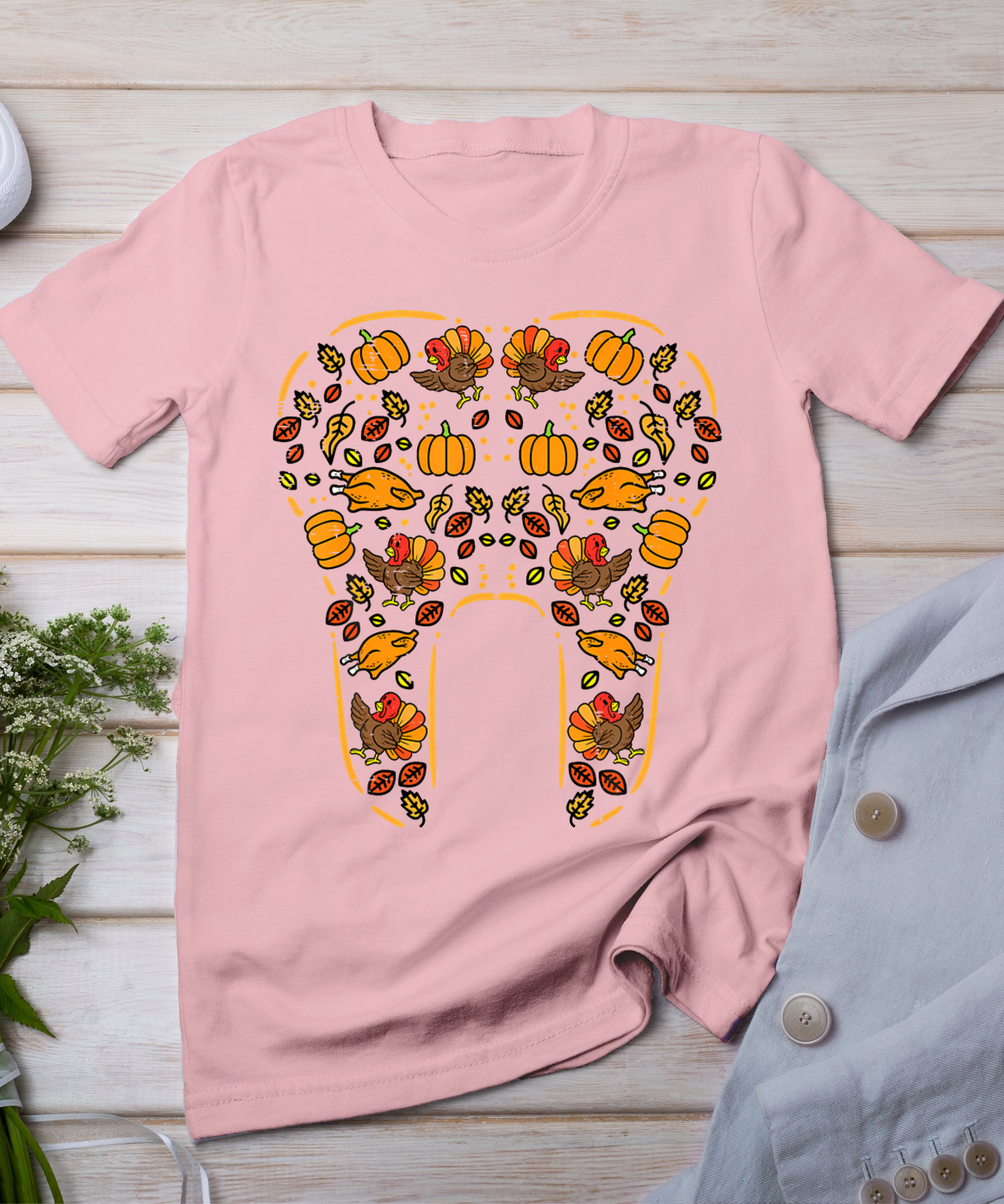 Thanksgiving Tooth Cute Fall Teeth Dental Dentist Women T-Shirt