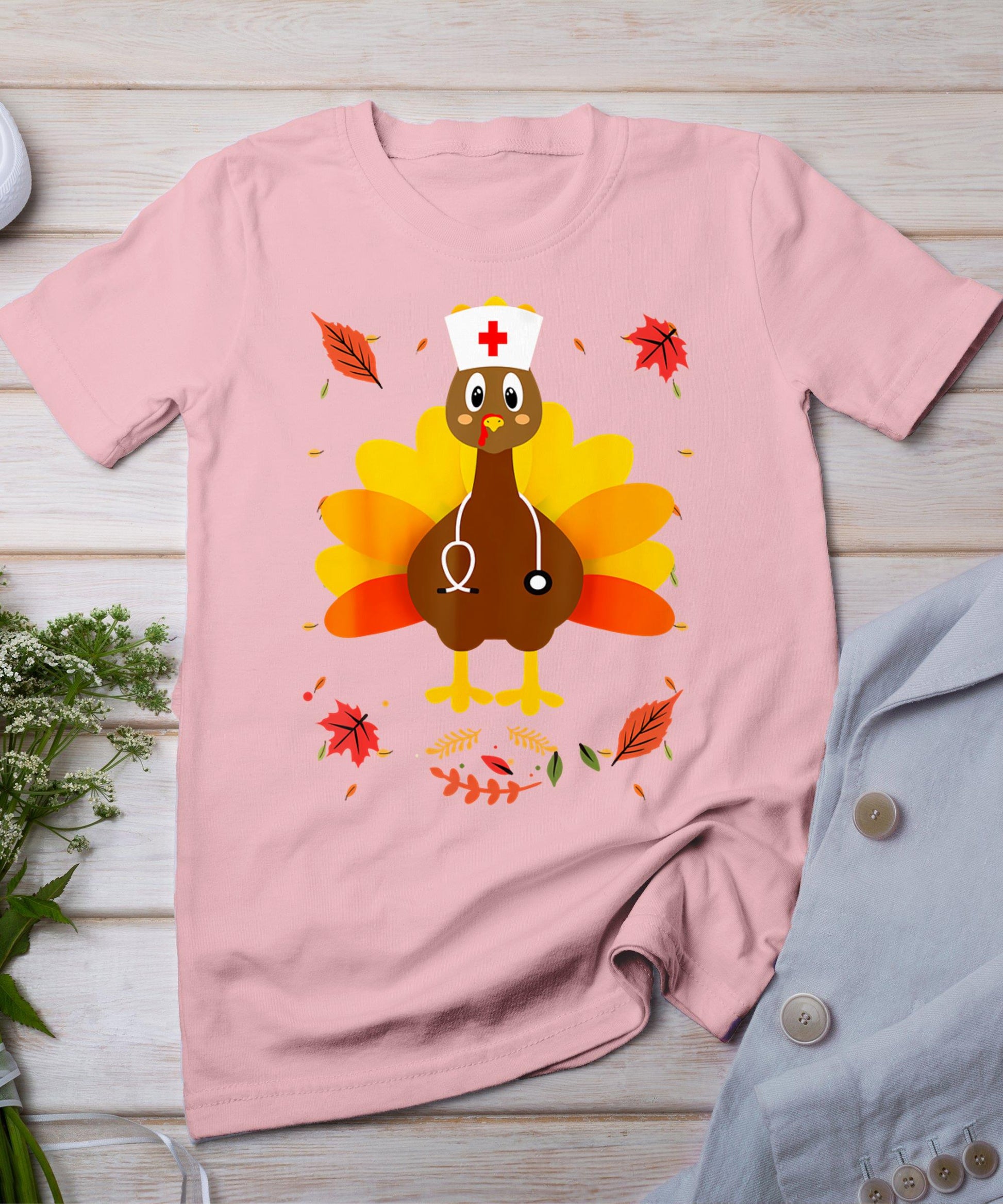 Thanksgiving Scrub Tops Women Turkey Nurse Holiday Nursing T-Shirt