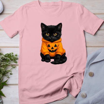 Cute Black Cat In Pumpkin Halloween T-Shirt