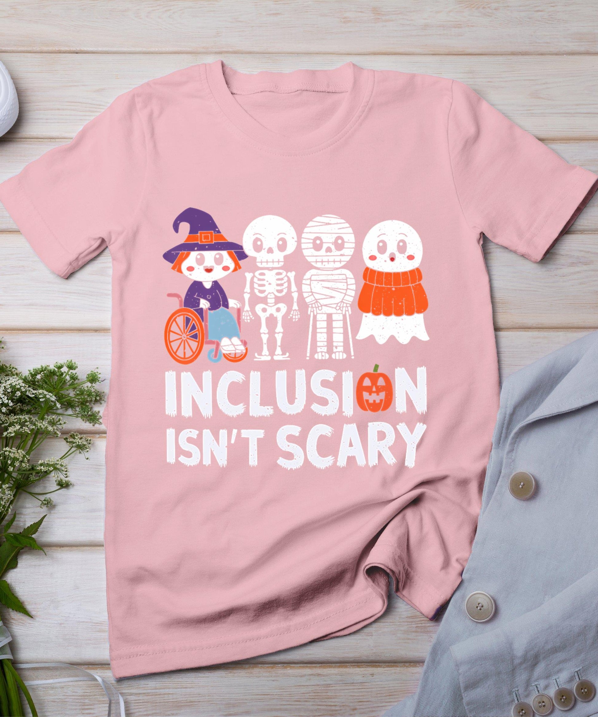 Inclusion Isn't Scary Slp Halloween Sped Teacher Ghost Mummy T-Shirt