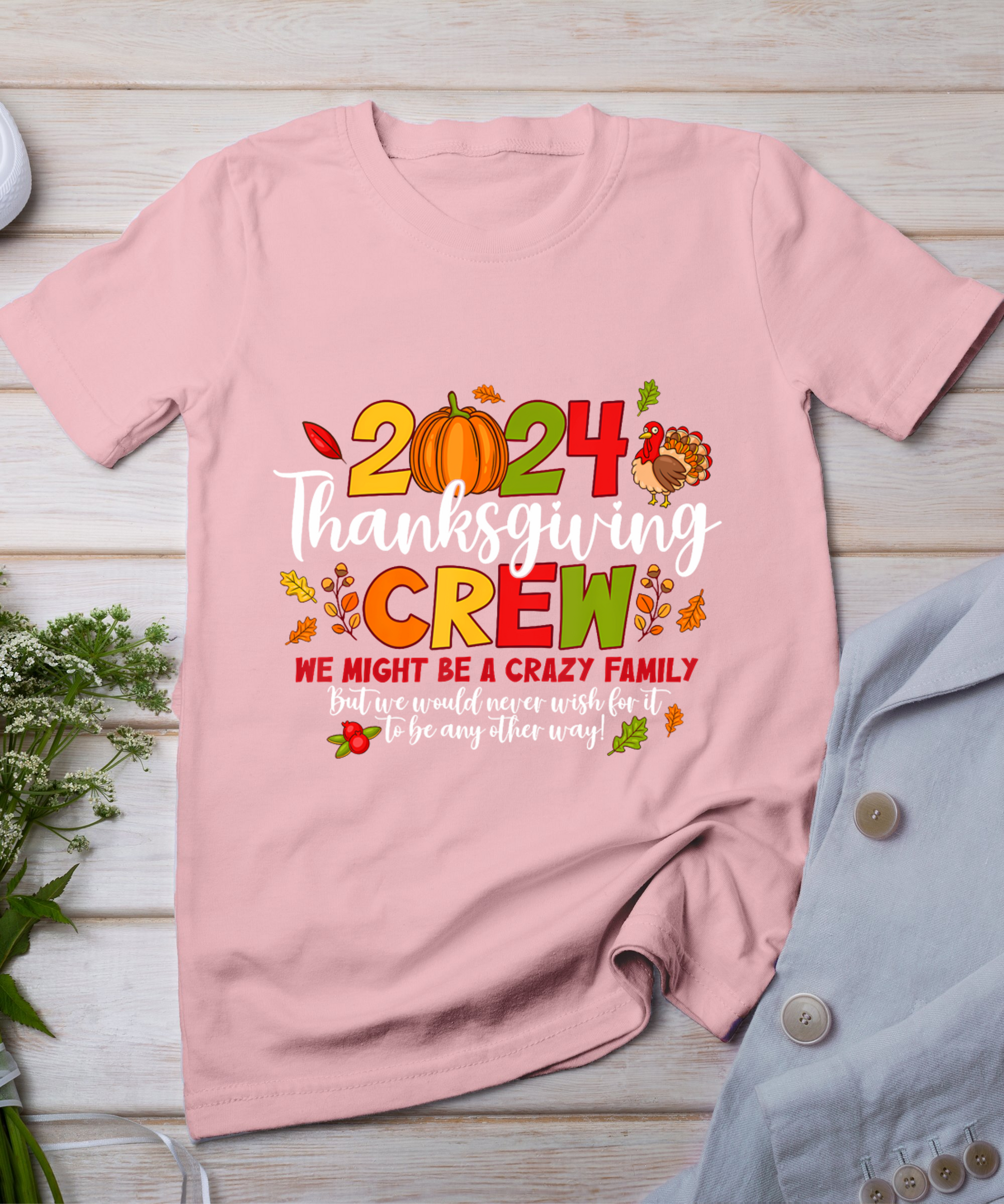 Thanksgiving Crew 2024 Family Matching Fall Autumn Men Women T-Shirt