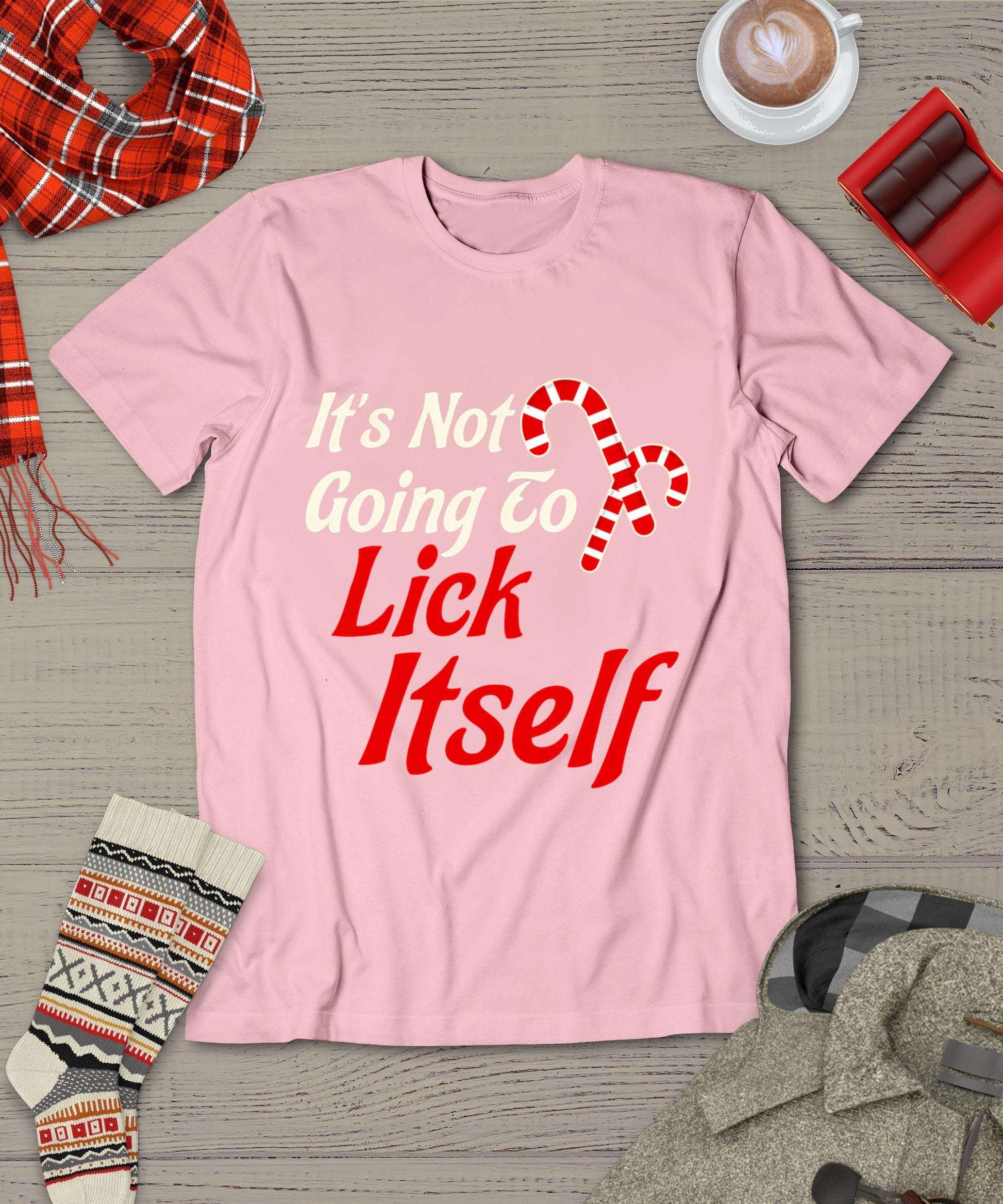 It's Not Going To Lick Itself Adult Short Sleeve Funny Christmas T-Shirt