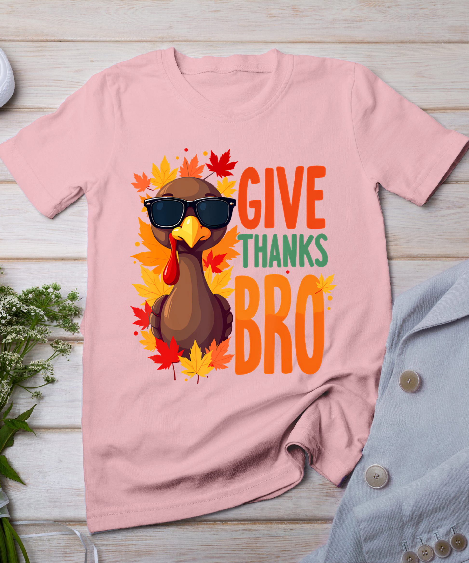 Give Thanks Bro Cute Turkey Toddler Thankful Thanksgiving T-Shirt