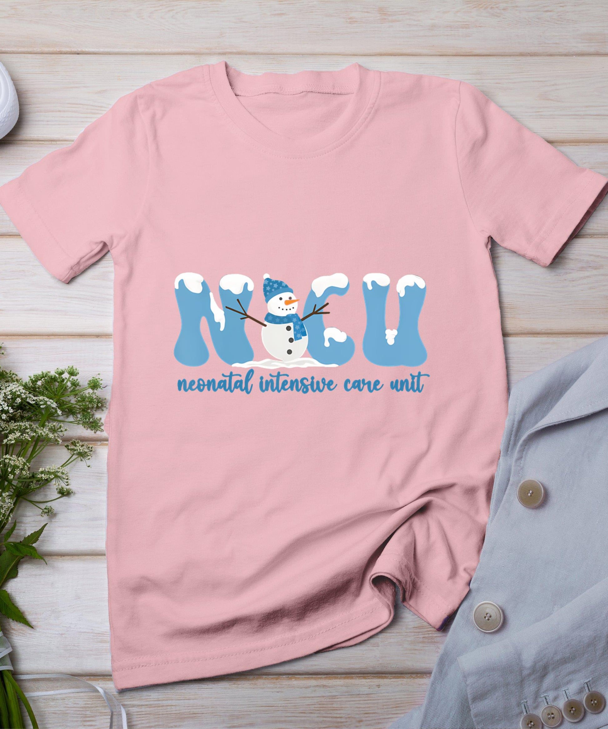 Winter Nicu Nurse Xmas Snowman Neonatal Intensive Care Unit T-Shirt