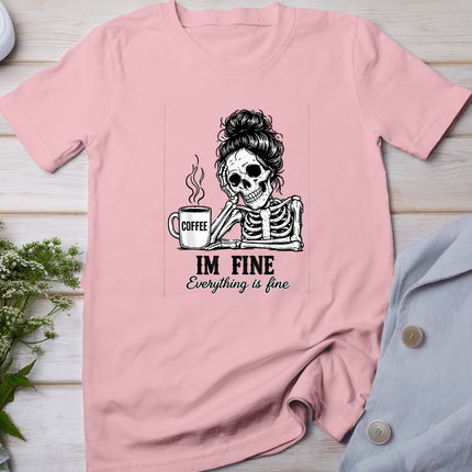 Funny Skeleton Coffee Messy Bun Gothic Halloween Graphic T-Shirt