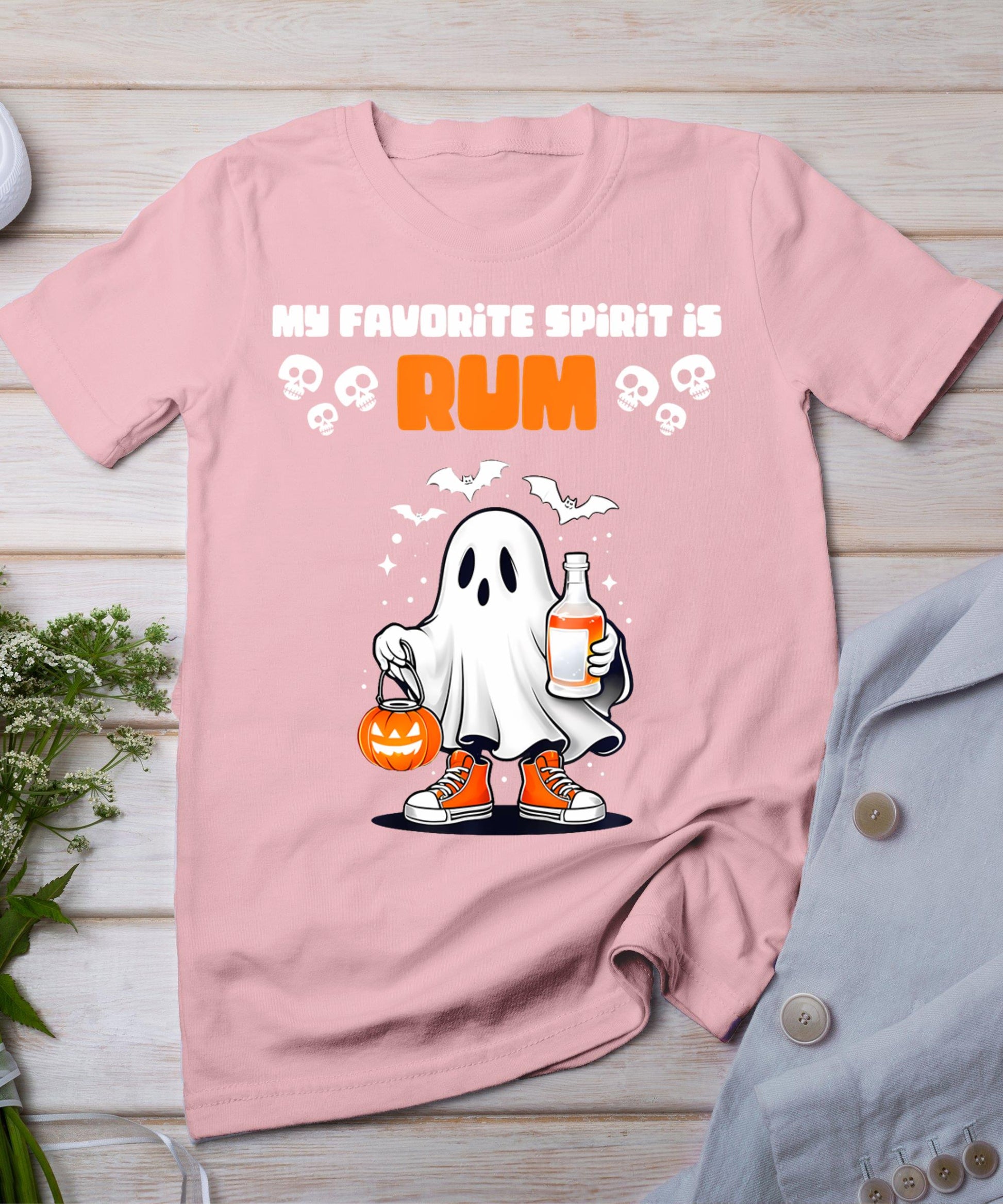 Funny Spooky Ghost Rum My Favorite Spirit Is Rum Halloween T-Shirt