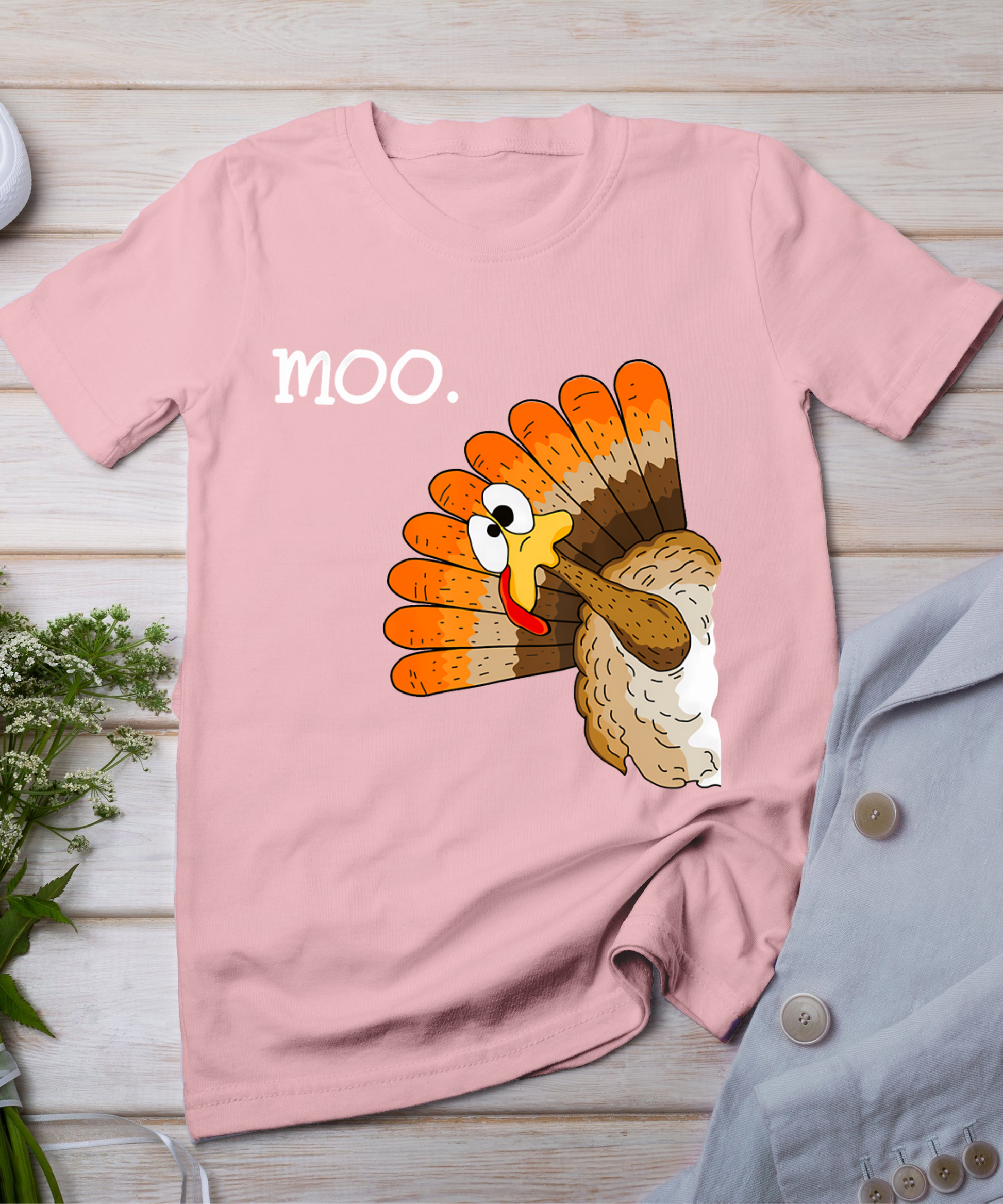 Turkey Moo Funny Thanksgiving T-Shirt