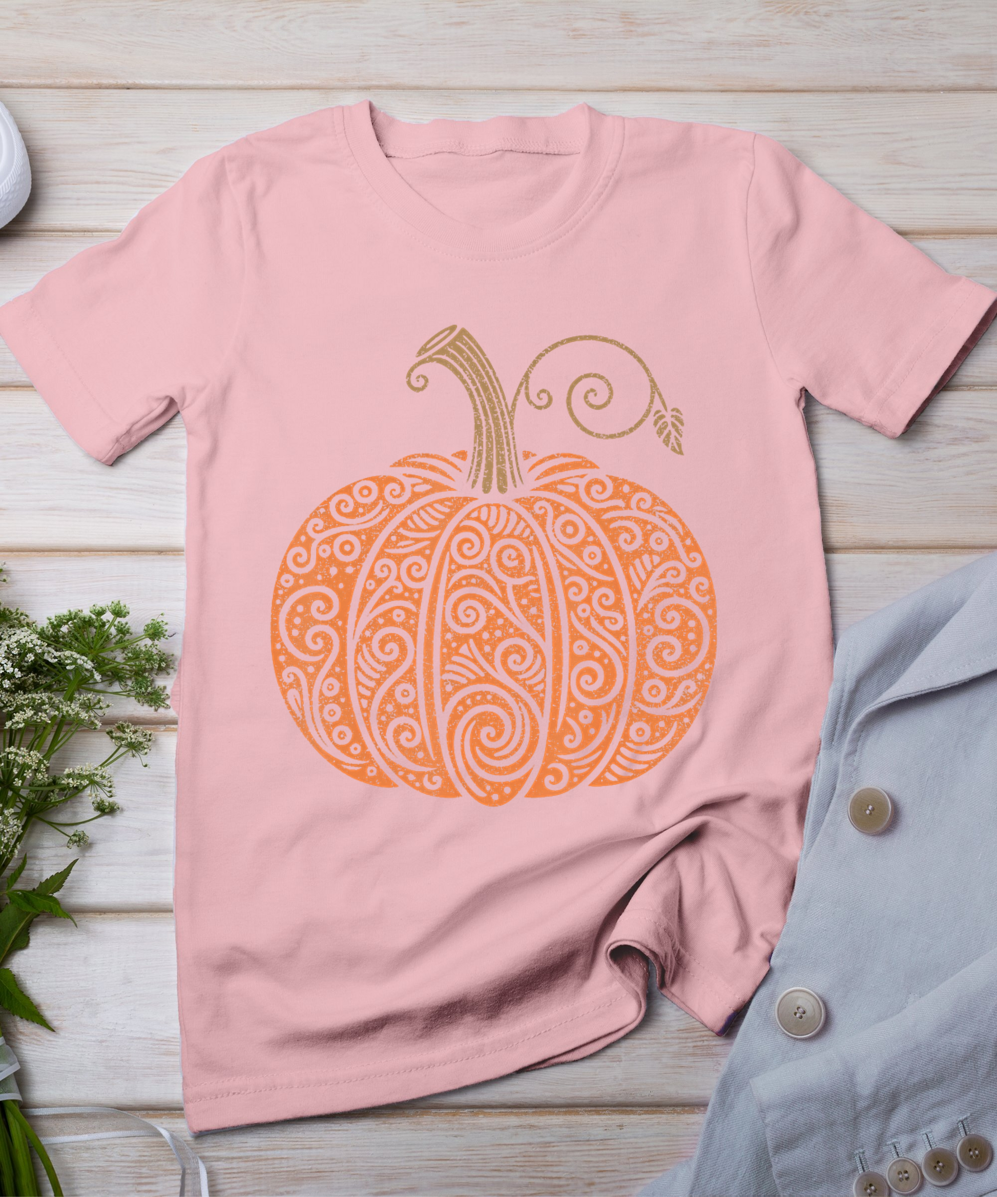 Vintage Pumpkin Women'S Autumn Fall Thanksgiving Halloween T-Shirt