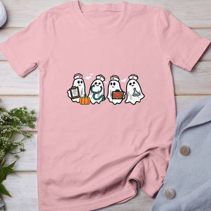 Ghost Nurses Halloween Crew Funny Costume Scrub Top Women T-Shirt