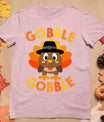 Cute Gobble Gobble Turkey Pilgrim Little Boys Thanksgiving T-Shirt