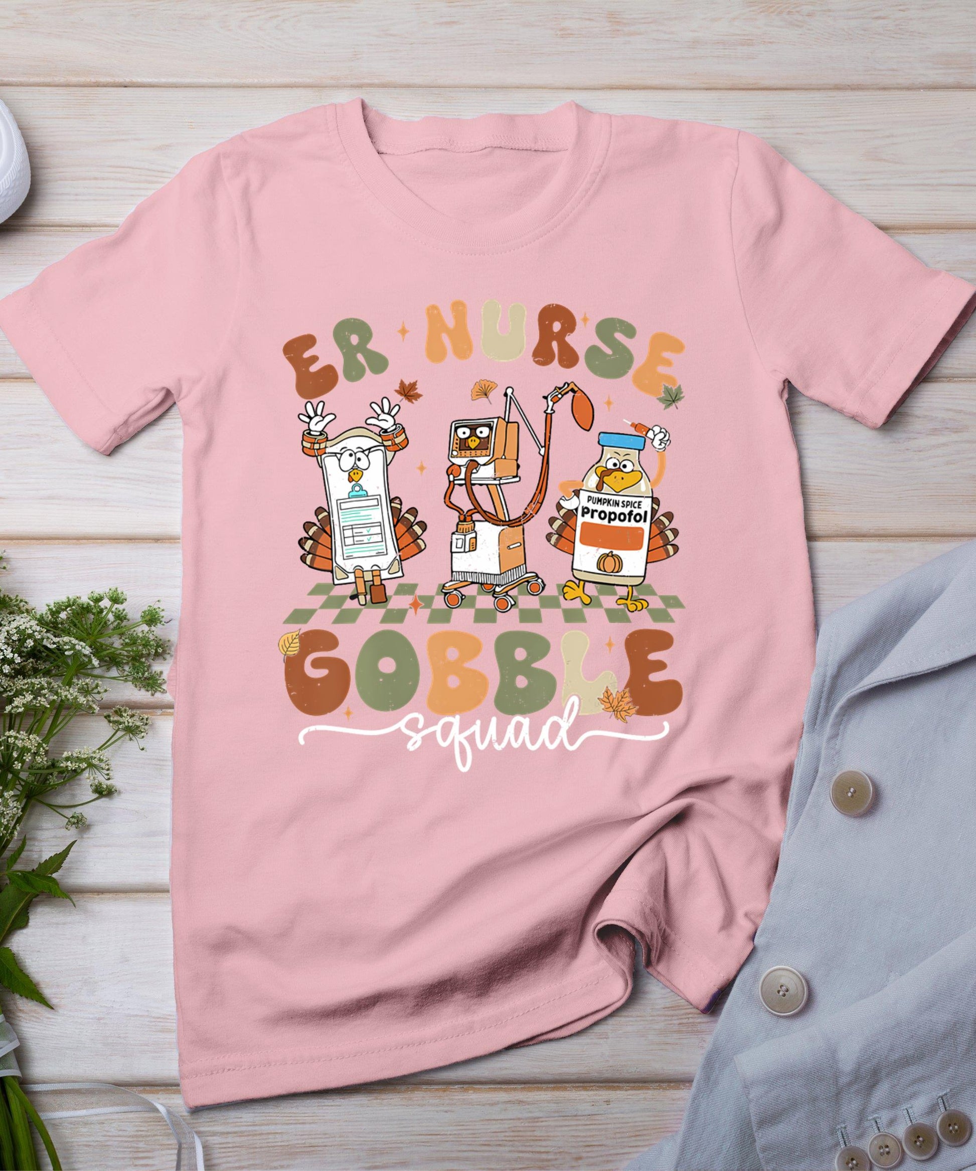 Er Nurse Gobble Squad Er Nurse Turkey Lover Thanksgiving T-Shirt