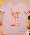 Glass Of Wine Maple Leaf Autumn Fall Funny Drink Wine Lovers T-Shirt