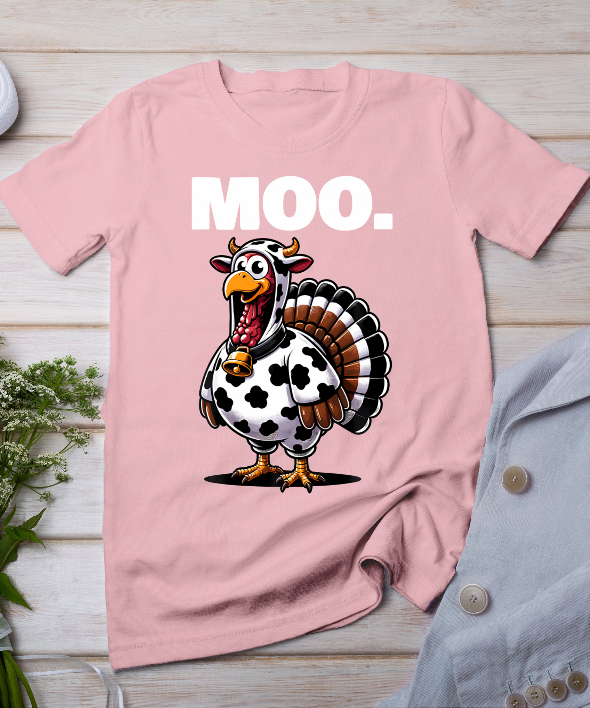 Turkey Moo Funny Thanksgiving Long Sleeve T-Shirt