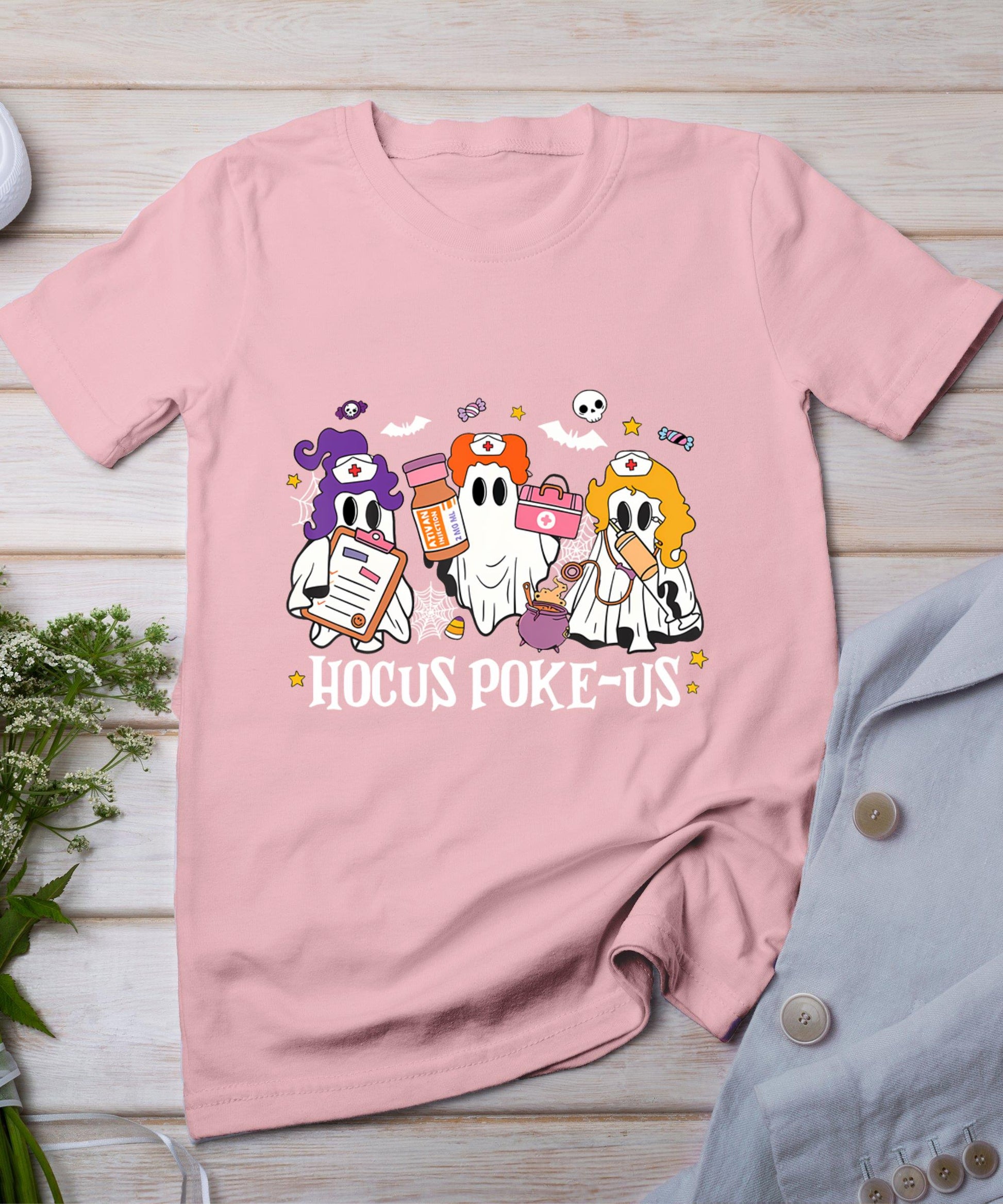 Hocus Poke-Us Witch Nurse Funny Halloween Spooky Health T-Shirt