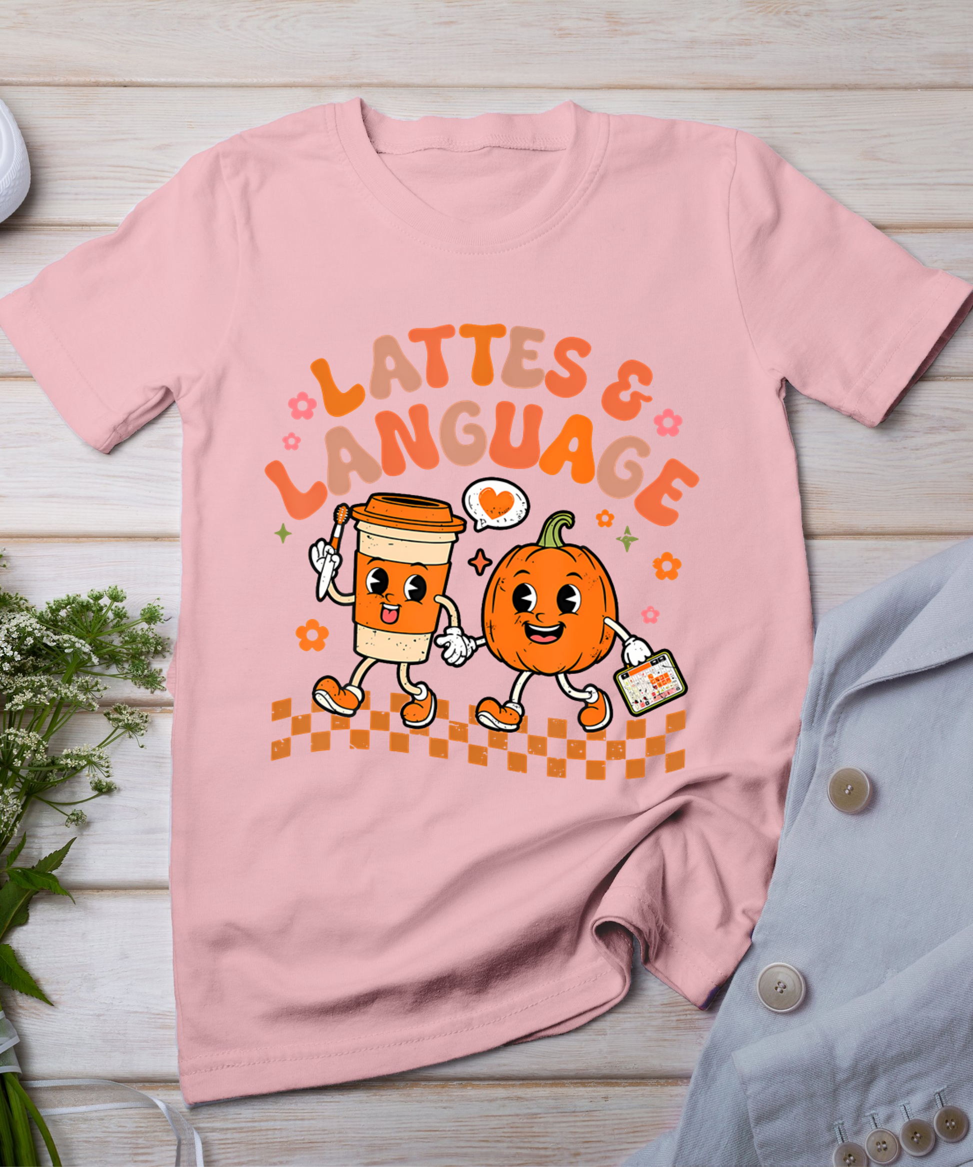 Groovy Speech Therapy Autumn Pumpkin Lattes And Language T-Shirt