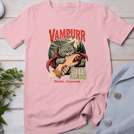Vampurr Bites Again! Funny Cat Halloween Vintage Graphic T-Shirt