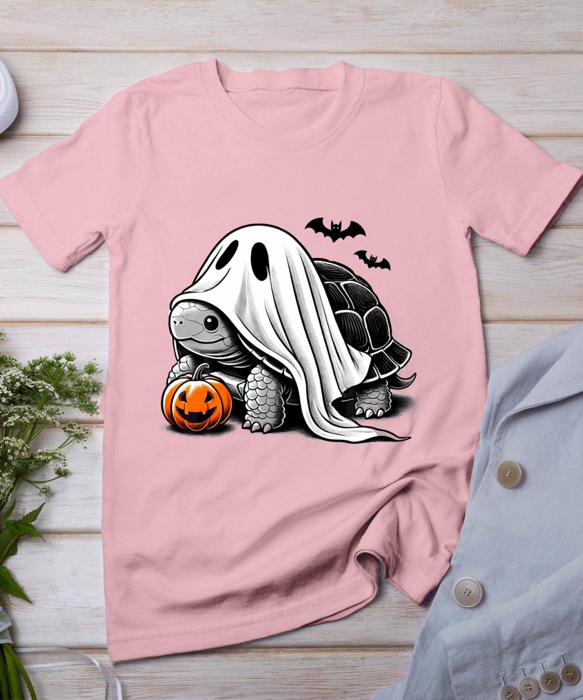 Halloween Turtle Ghost Pumpkin Costume Terrapin Tortoise T-Shirt