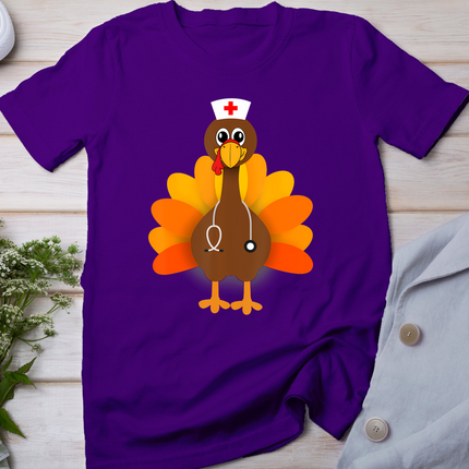Thanksgiving Scrub Tops Women Turkey Nurse Holiday Nursing T-Shirt