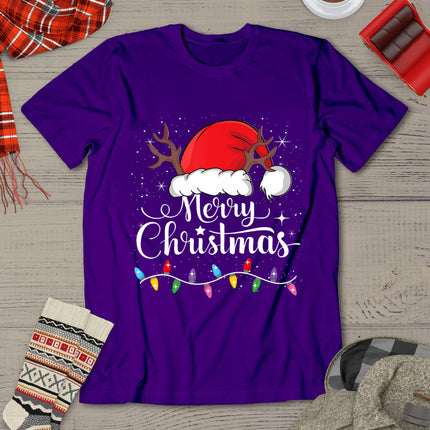 Merry Christmas Red Santa Hat Reindeer Xmas Family Men Women T-Shirt
