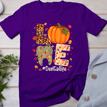 Love Dental Life Pumpkin Tooth Dentist Fall Thanksgiving T-Shirt