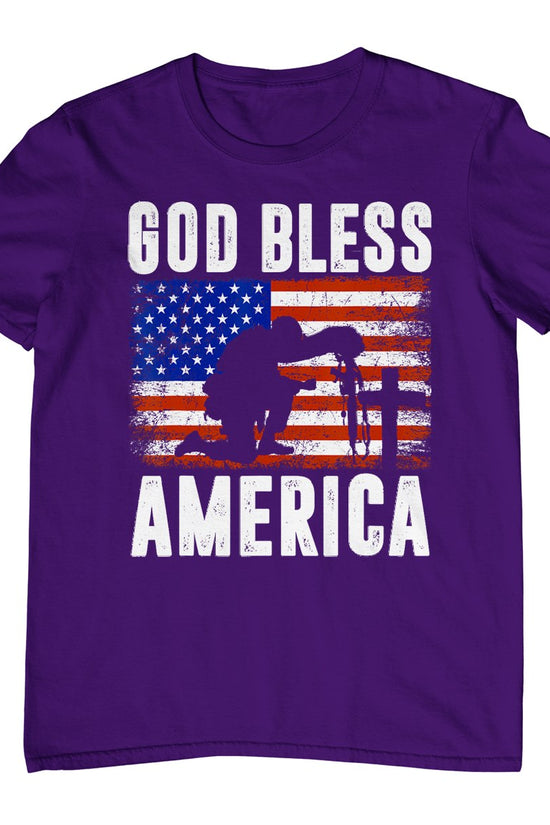 God Bless America 4th Of July Usa Flag Patriotic Christian T-Shirt